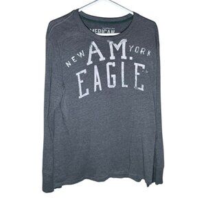 American Eagle Medium Men s Shirt Long Sleeve Grey Casual Tshirt Top Classic Y2K